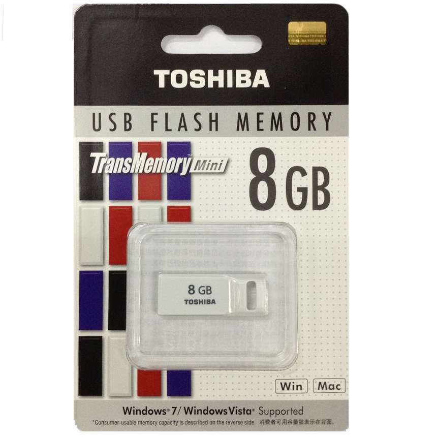 USB 8GB Toshiba Suruga Mini USB Flash Drive 8GB – White (THNU08ENSPUR)