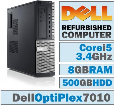 Dell OptiPlex 7010 DT/Core i5-3570 Quad @ 3.4 GHz/8GB DDR3/500GB HDD/DVD-RW/Windows 10 PRO 64 BIT