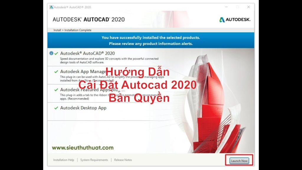 Hướng dẫn cài đặt autocad 2020