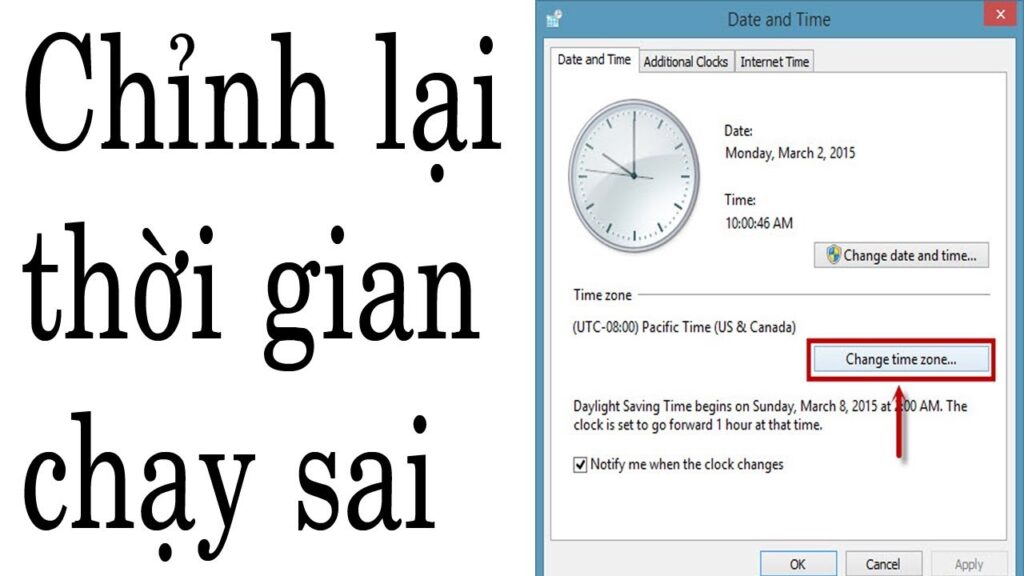 Hướng dẫn sửa lỗi ngày giờ hiển thị sai trên Windows