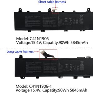 Pin laptop Asus TUF A15 FA506 FA566 FX506 FX566, TUF A17 FA706 FA766 FX706 FX766, TUF506 TUF566 TUF706 TUF766, ROG Zephyrus Duo 15 GX550, ROG Zephyrus Duo 15 SE GX551, C41N1906 (ZIN) – 4 CELL *CÁP NGẮN 3CM*