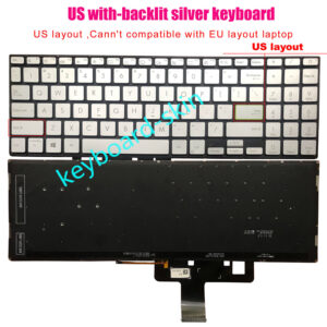 Bàn phím laptop Bàn phím laptop Asus Vivobook S533 S533E S533EA S533F S533FA, Vivobook X521 X521FA X521FL X521EA X521EQ X521UA X521IA X521JQ BẠC (CÓ ĐÈN)