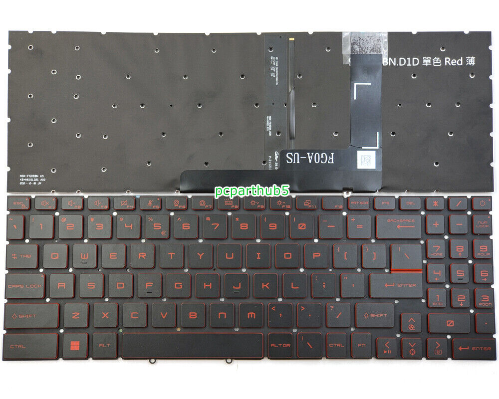 Bàn phím laptop MSI Gaming GF66 GF76, MSI Pulse GL66 GL76, MSI Bravo 15 B5DD A4DC, MS-158P, MS-1581, MS-1582, MS-17L1, 17H3 (LED THƯỜNG, BH 6TH) *CÁP LED DẸP*