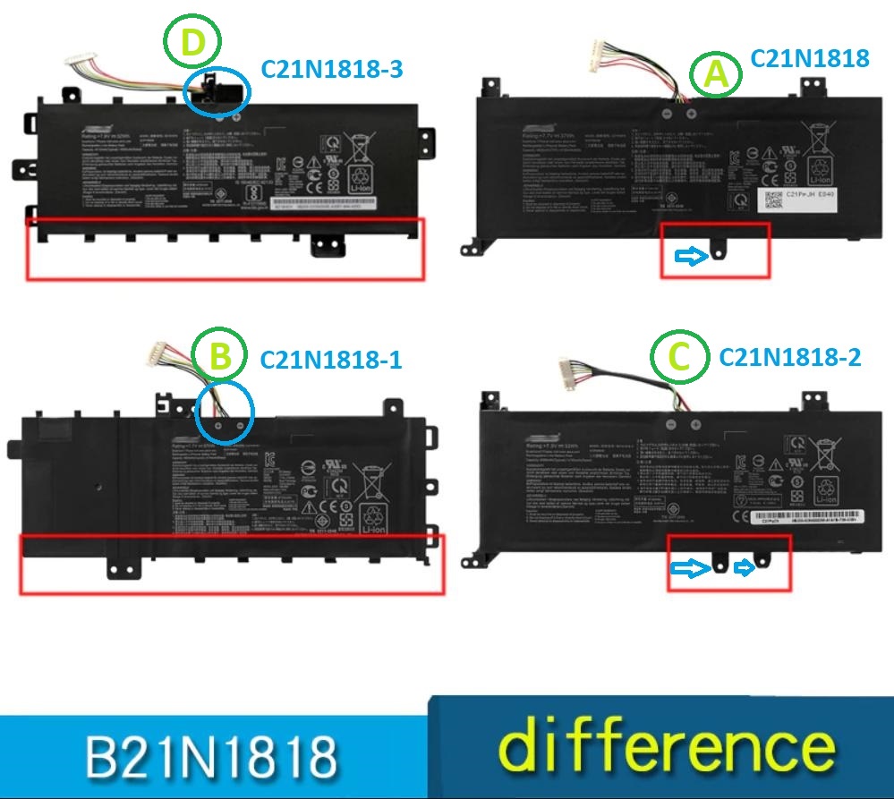 Pin laptop Asus Vivobook 14 A412 A412FA A412FJ F412 F412DA F412DK F412FA F412FJ F412UA X412 X412DA X412DK X412FA X412FJ X412FL X412UA X412UB X412UF S412DA, C21N1818 B21N1818 (TYPE A) – 2 CELL