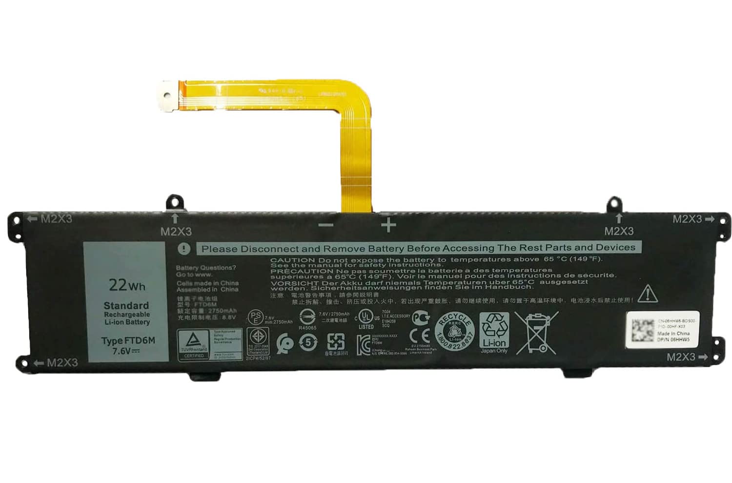 Pin laptop Dell Latitude 7285 E7285 (2-in-1), FTD6M (ZIN) – 2 CELL