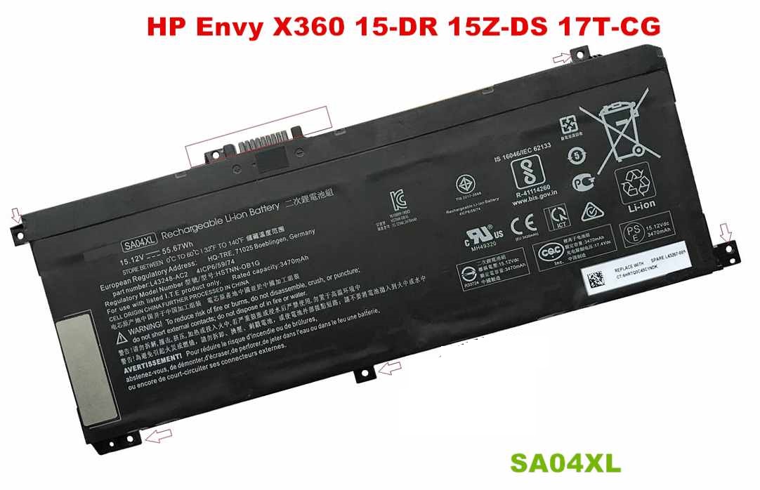 Pin laptop HP Envy X360 15-dr 15-dr000, 15-ds 15-ds000, 15m-dr 15m-dr000, 15m-ds 15m-ds000, 17-cg 17-cg000, SA04XL (ZIN) – 4 CELL