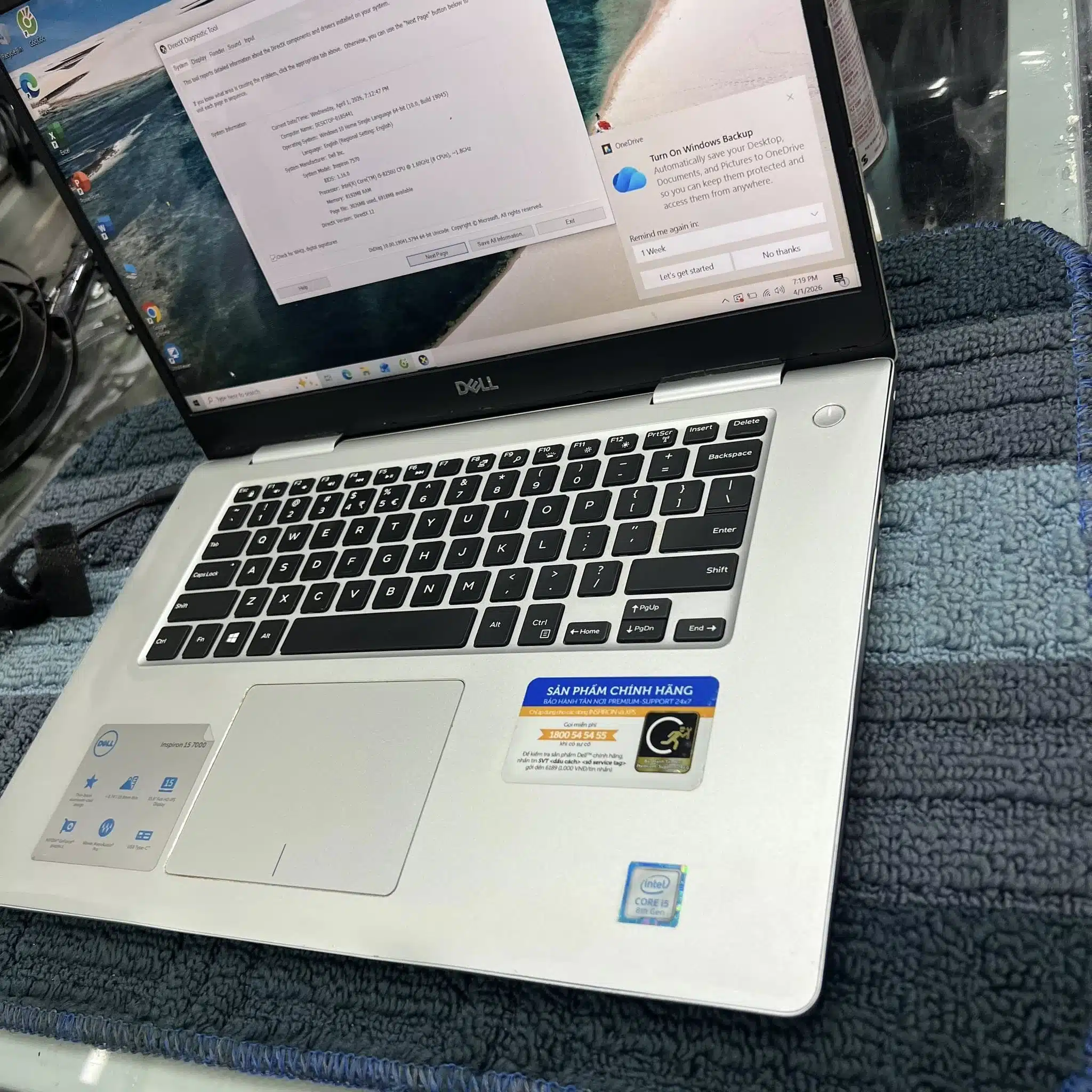 Laptop Dell Inspiron 7570: Core i5-8250U | 8GB | SSD 128GB + 1TB HDD | 15.6" FHD