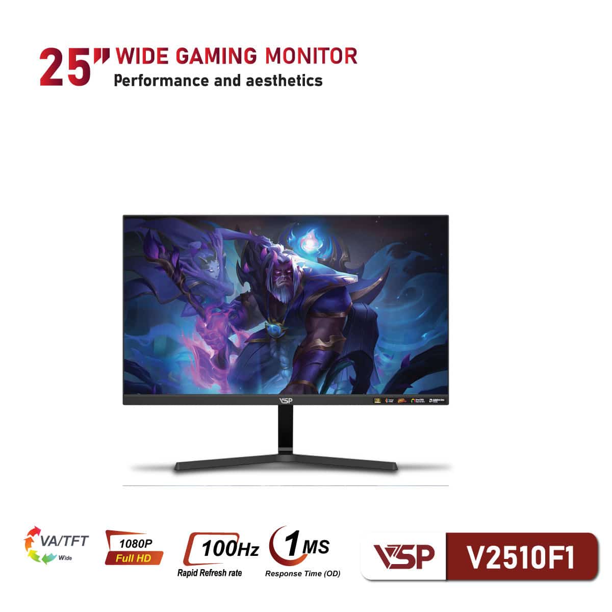 Màn Hình VSP V2510F1 25 Inch VA FHD 100Hz 1ms – Hiển Thị Mượt, Giá Tốt Cho Game & Văn Phòng